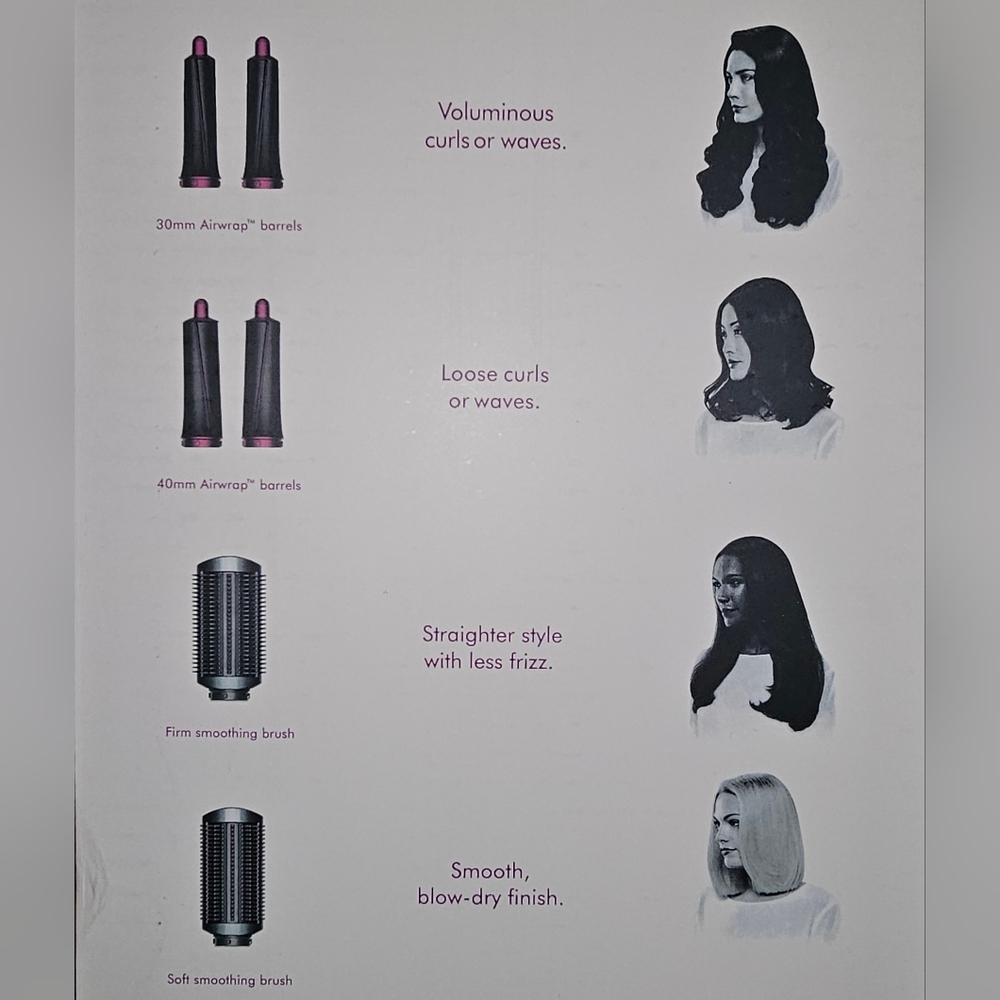 Dyson Airwrap Styling Attachments HS01 Fushia Nickel - ATTACHMENTS ONLY